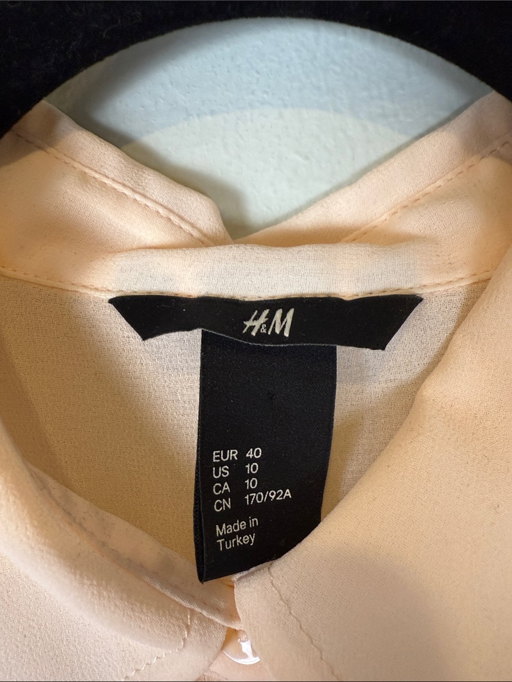 H&M Sheer Cropped Button Down Shirt Peach Size 10 EUC NKD - Picture 2 of 8